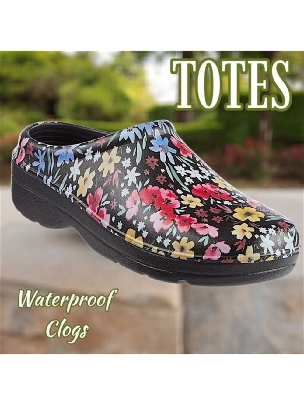 TOTES Bailey Garden Floral Molded Slip On Clogs w/Everywear® Tech NWT/Size 9